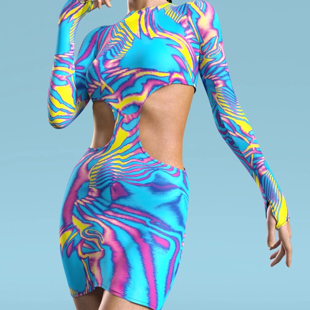 Blue Rave Cutout Dress, Rave Dress For Women, Festival Side Cutout Dress Women,